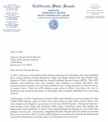 Click here to read the letter to Attorney General Xavier Becerra