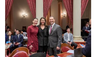Senator Megan Dahle and her family on her first day sworn-in as a senator