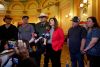 Senator Marie Alvarado-Gil speaks with reporters about SB 818