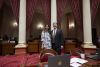 Senator Megan Dahle and Senate Minority Leader Brian Jones on the Floor of the State Senate