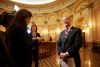 Sen. Niello discusses legislation with reporters